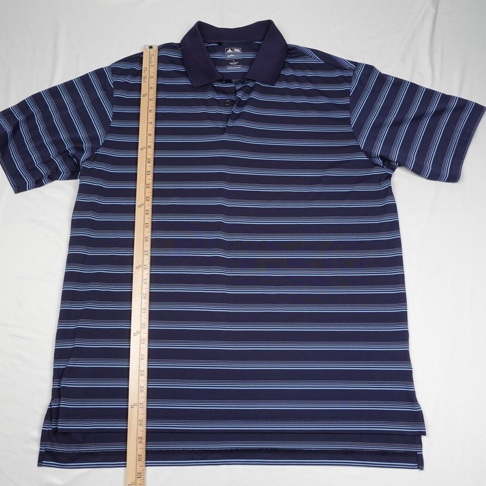 Adidas Climalite Golf Polo Shirt Men's Large Blue Pullover Striped Short Sleeves - Picture 3 of 7